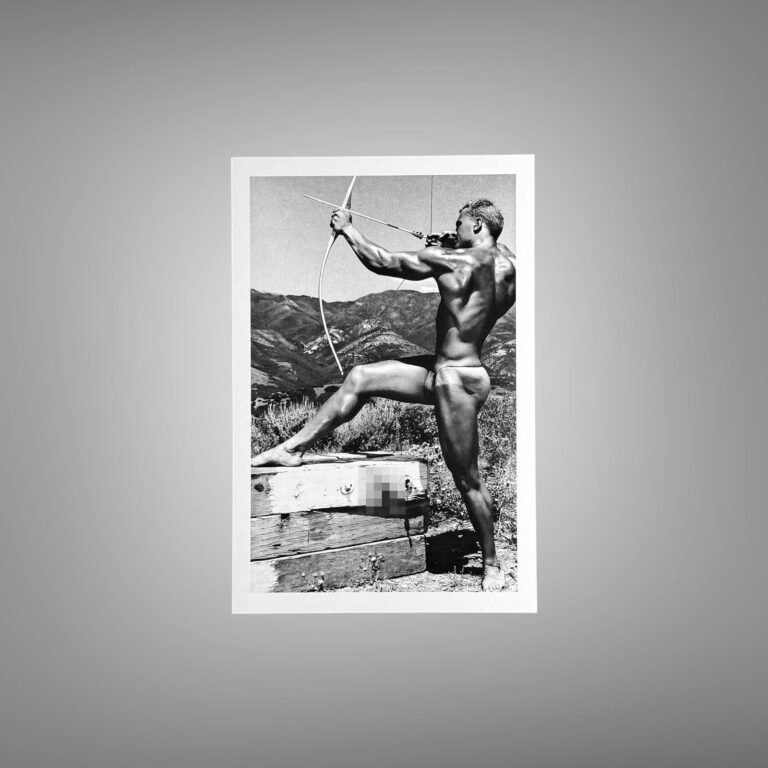 Male Physique Half Turn Athletic Portrait with Sculptural Posture and Athletic Studio Styling 4x6 Photo Print