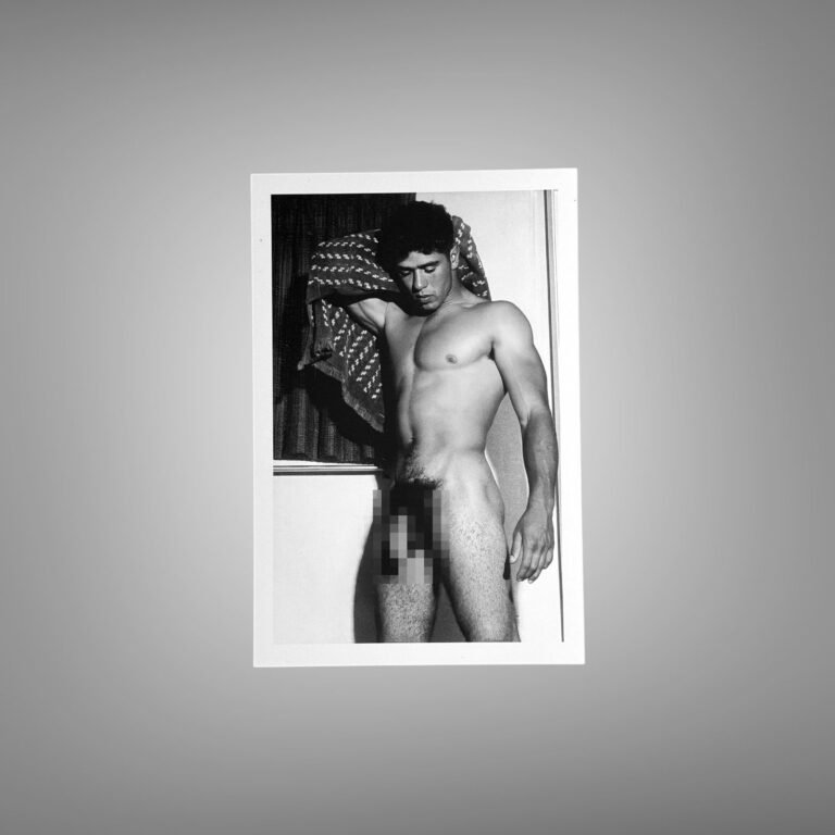 Male Physique Floor Mat Strength Pose with Sculptural Posture and Athletic Studio Styling 4x6 Photo Print