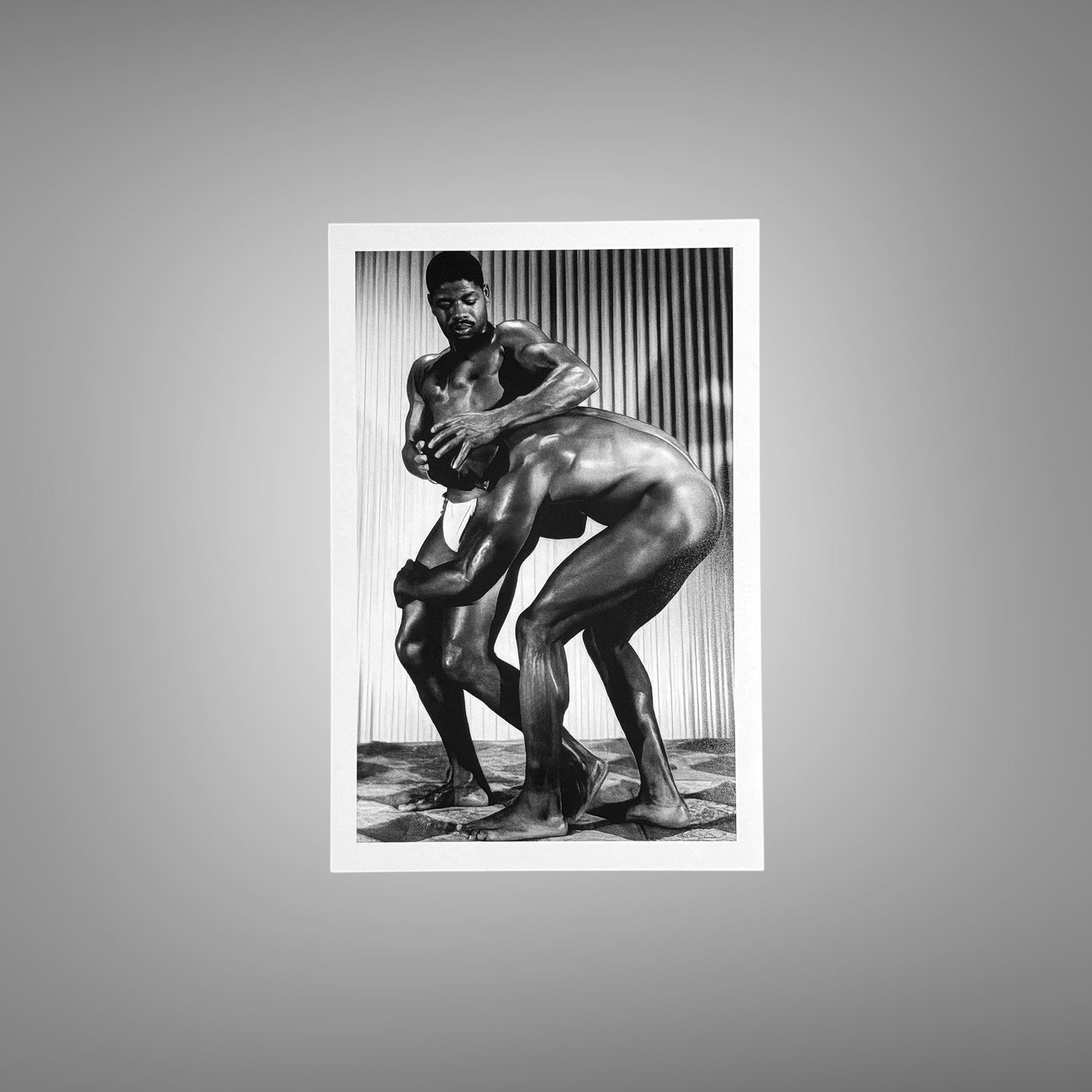 Male Physique Shadow Profile Physique Study with Sculptural Posture and Athletic Studio Styling 4x6 Photo Print
