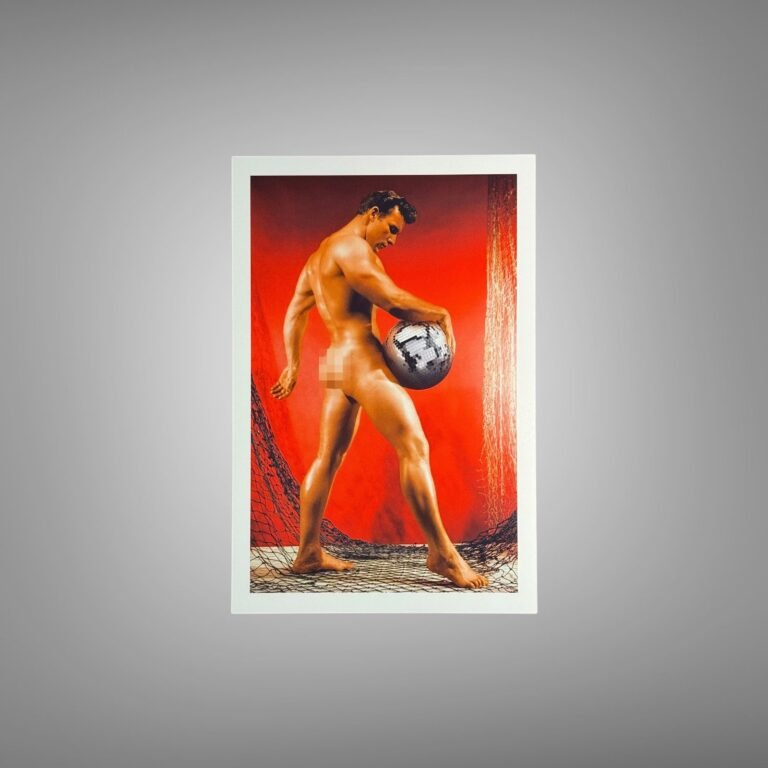 Male Physique Seated Trunks Studio Portrait with Sculptural Posture and Athletic Studio Styling 4x6 Photo Print