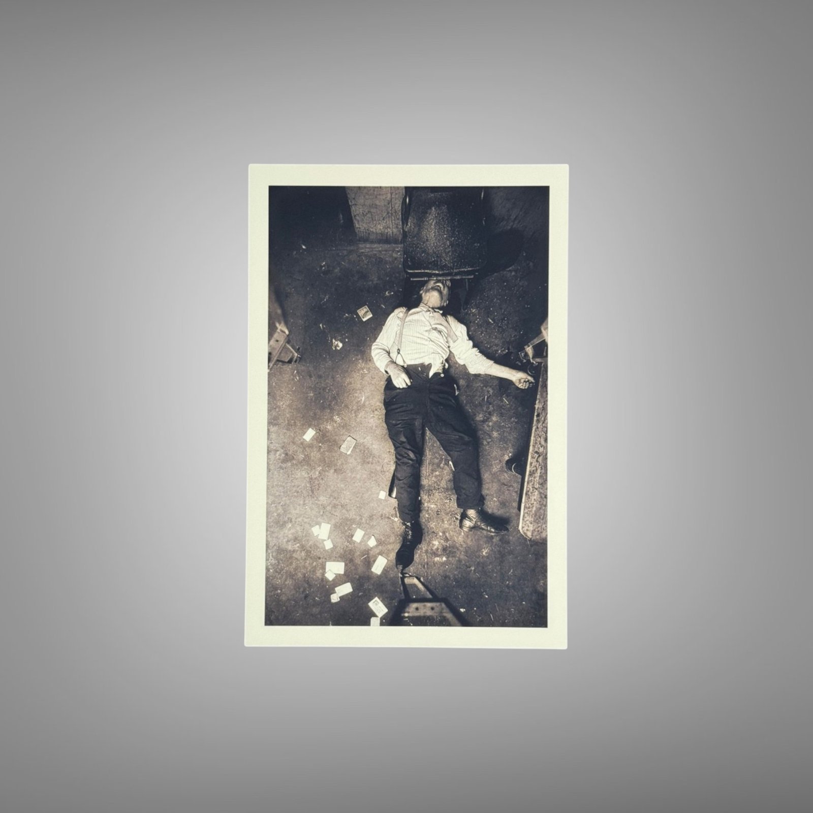 Crime Body-on-floor Crime Scene with Stark Flash-lit Composition 4x6 Photo Print