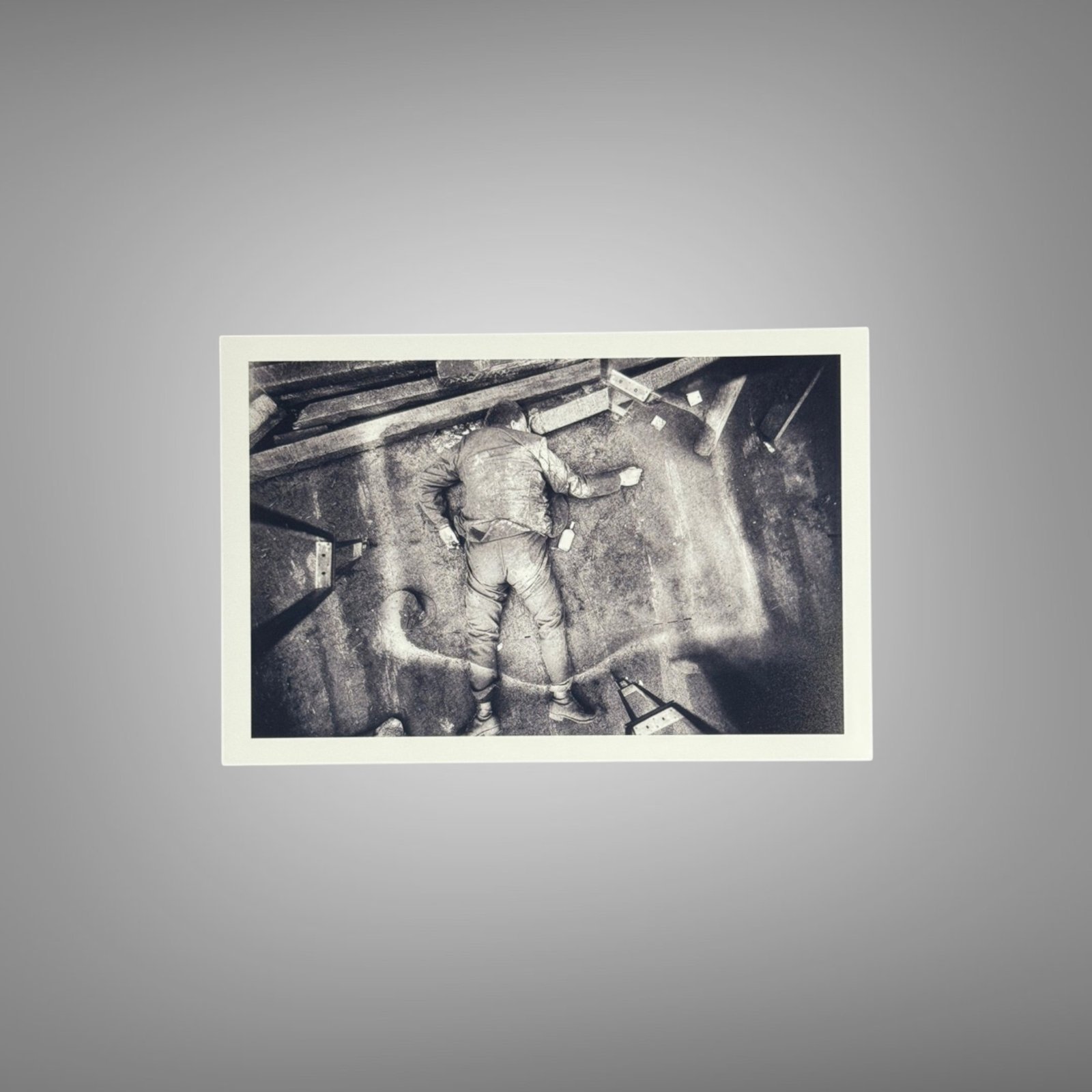 Crime Bathtub or Floor-level Scene with Harsh Documentary Lighting 4x6 Photo Print