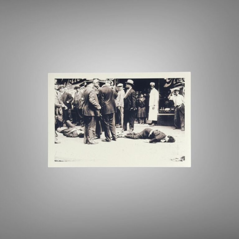 Crime Crowd or Police Line Scene in Rotated Archival Composition 4x6 Photo Print