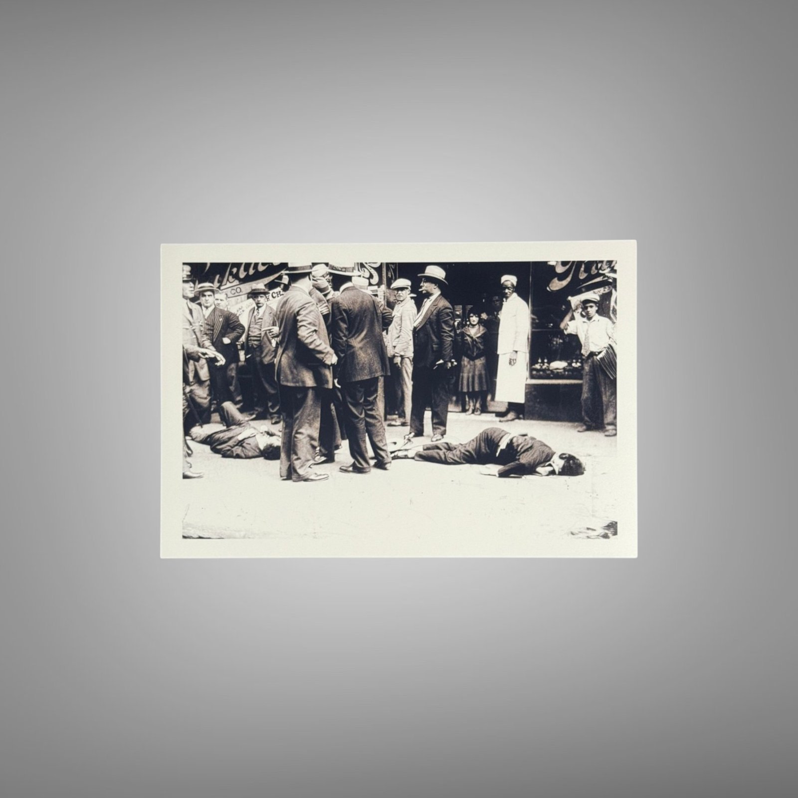 Crime Crowd or Police Line Scene in Rotated Archival Composition 4x6 Photo Print