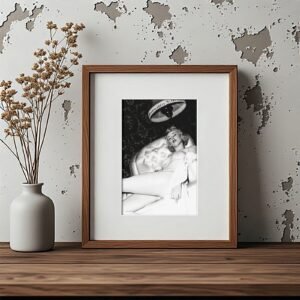 Pin-Up & Glamour Reclining Pin-Up Pose with a Playful Hat Prop and Soft Shadows 5x7 Photo Print