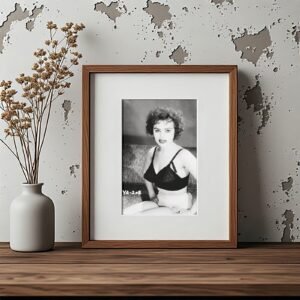Pin-Up & Glamour Black Bra Studio Portrait with Direct Vintage Glamour Presence 5x7 Photo Print