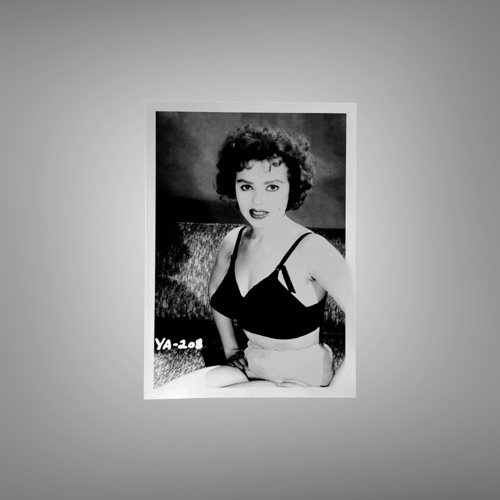 Pin-Up & Glamour Black Bra Studio Portrait with Direct Vintage Glamour Presence 5x7 Photo Print