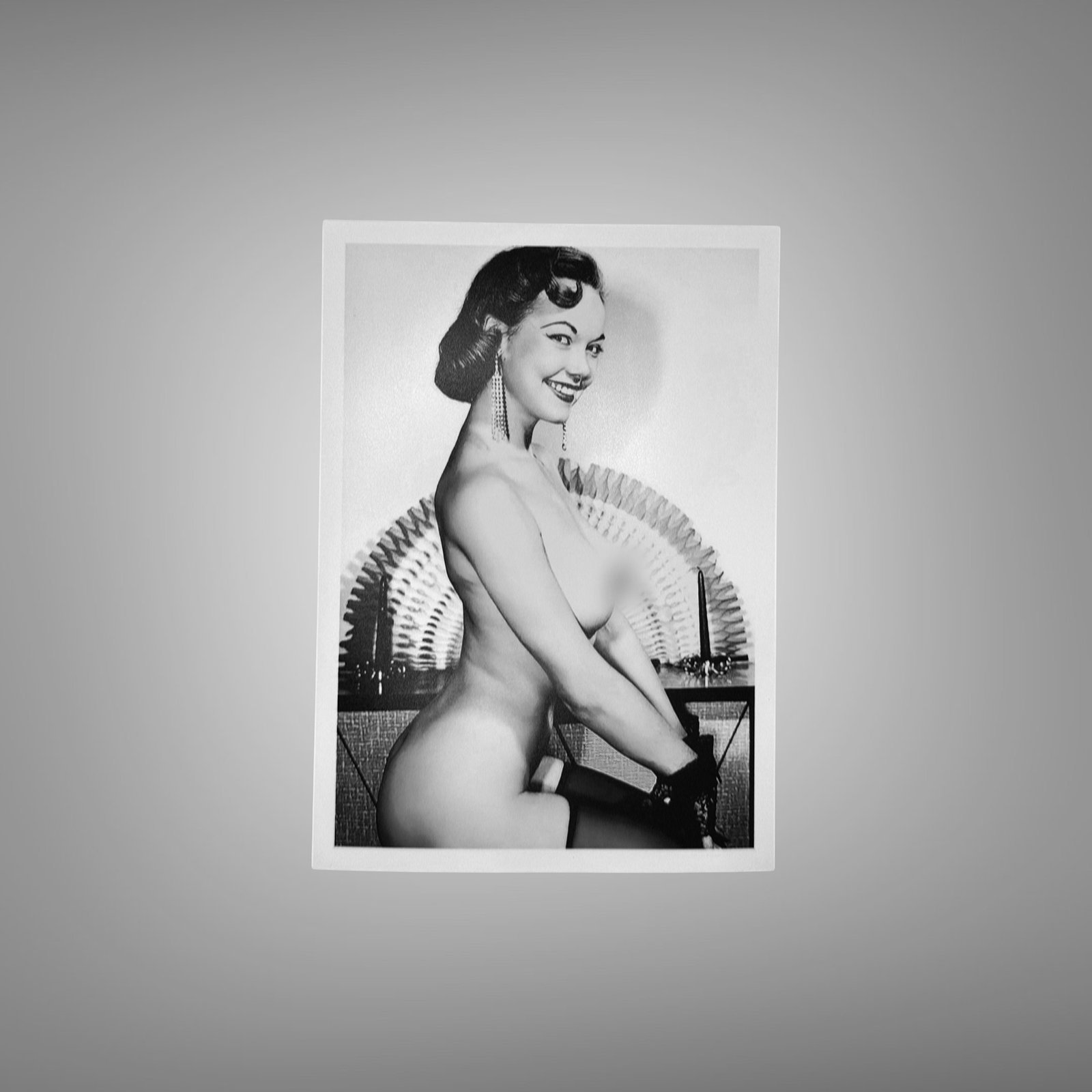 Pin-Up & Glamour Wicker Chair Pin-Up Pose with Bright Monochrome Detail 5x7 Photo Print