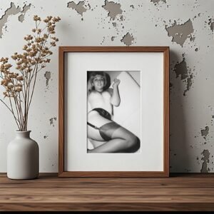 Pin-Up & Glamour Reclining Stockings Pose with Angled Studio Composition 5x7 Photo Print