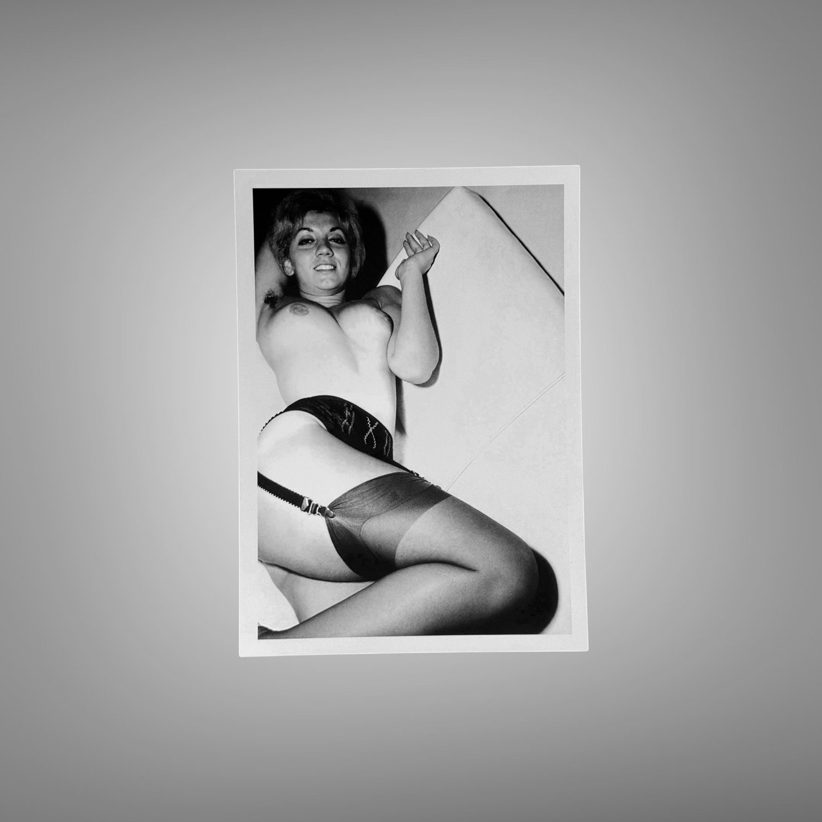 Pin-Up & Glamour Reclining Stockings Pose with Angled Studio Composition 5x7 Photo Print