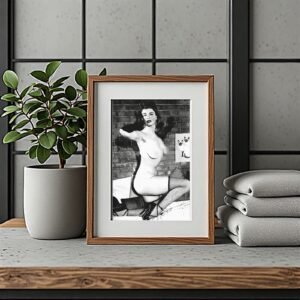 Pin-Up & Glamour Studio Smile Stocking Pose with Classic Glamour Styling, Studio Poise, and Pin-Up 5x7 Photo Print