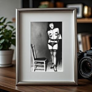 Pin-Up & Glamour Dark-haired Full-length Corset Portrait with Polished Black-and-white Contrast 5x7 Photo Print