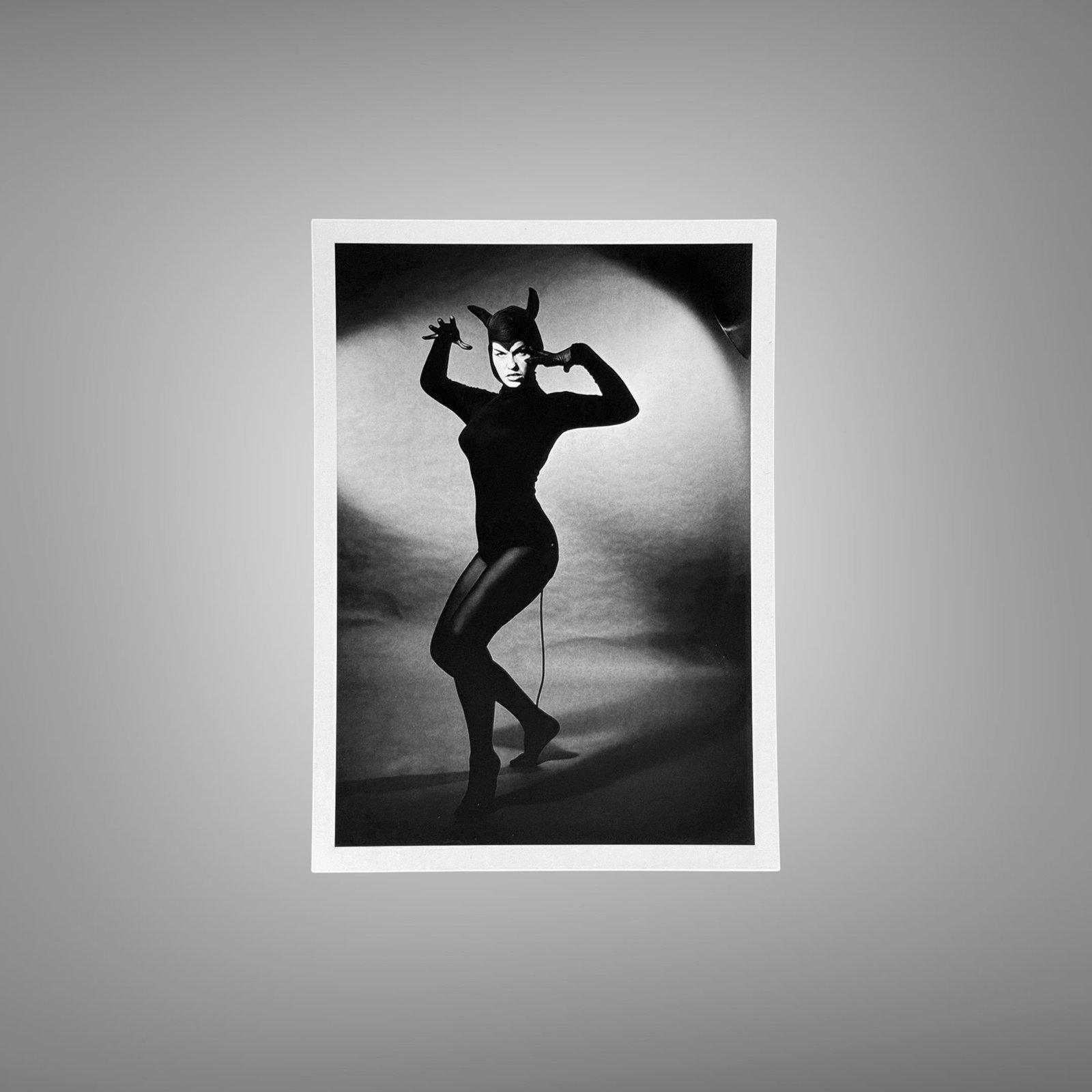 Pin-Up & Glamour Dark-haired Black Silhouette Standing Pose with Polished Black-and-white Contrast 5x7 Photo Print