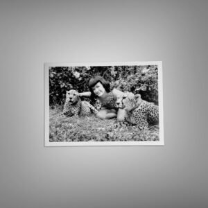 Pin-Up & Glamour Dark-haired Outdoor Leopard Print Reclining Pose with Polished Black-and-white Contrast 5x7 Photo Print