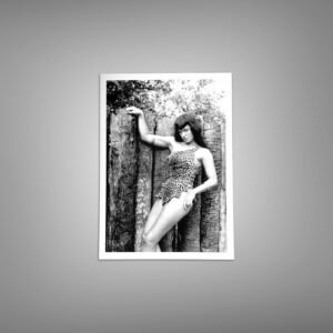 Pin-Up & Glamour Dark-haired Standing Leopard Print Portrait with Polished Black-and-white Contrast 5x7 Photo Print