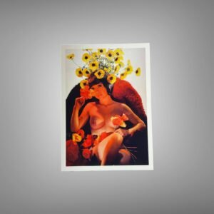 Pop Glamour Sunflower Collage Glamour Portrait with Bold Graphic Contrast, Retro Color Energy, and 5x7 Photo Print