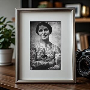 Pin-Up & Glamour Tattooed Woman Front-facing Portrait with Parlor-era Styling 5x7 Photo Print