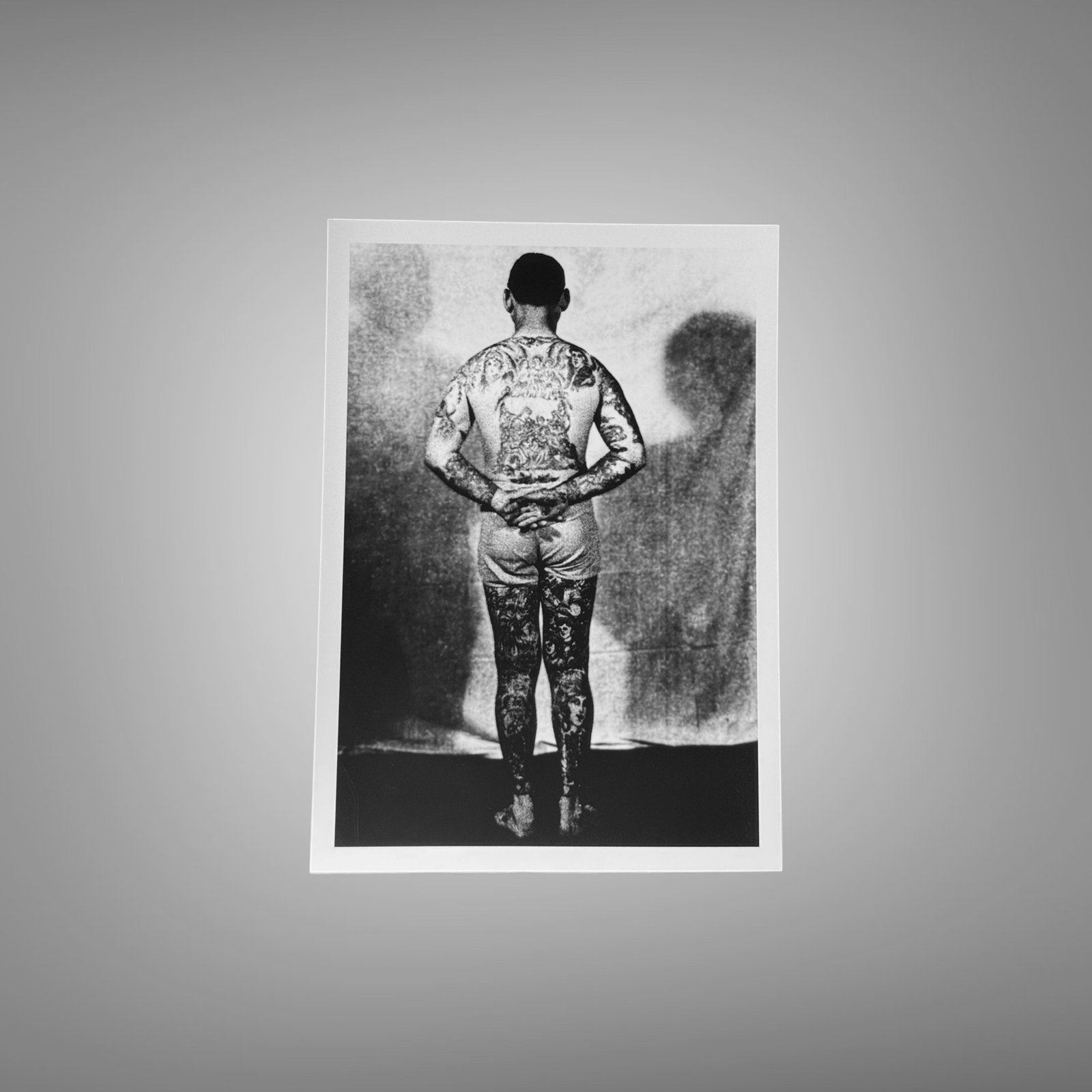 Pin-Up & Glamour Tattooed Man Back-view Figure Portrait with Full-body Ink Detail 5x7 Photo Print
