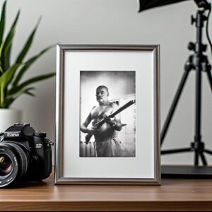 Pin-Up & Glamour Martial-arts Figure Holding a Long Staff in a Stark Monochrome Pose 5x7 Photo Print
