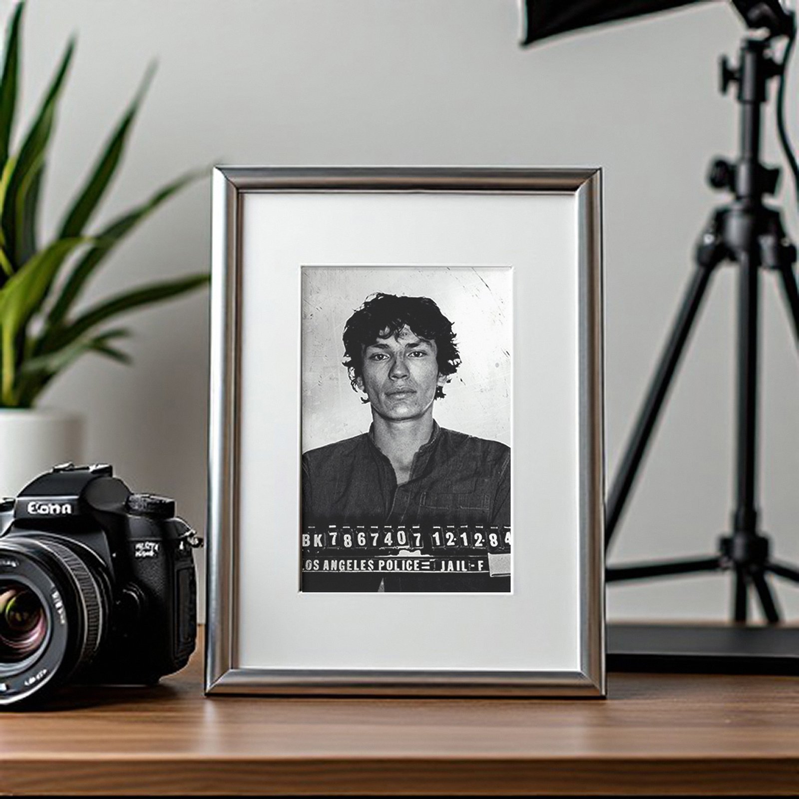 Pin-Up & Glamour Black-and-white Booking Portrait with Strong Archival Grain 5x7 Photo Print