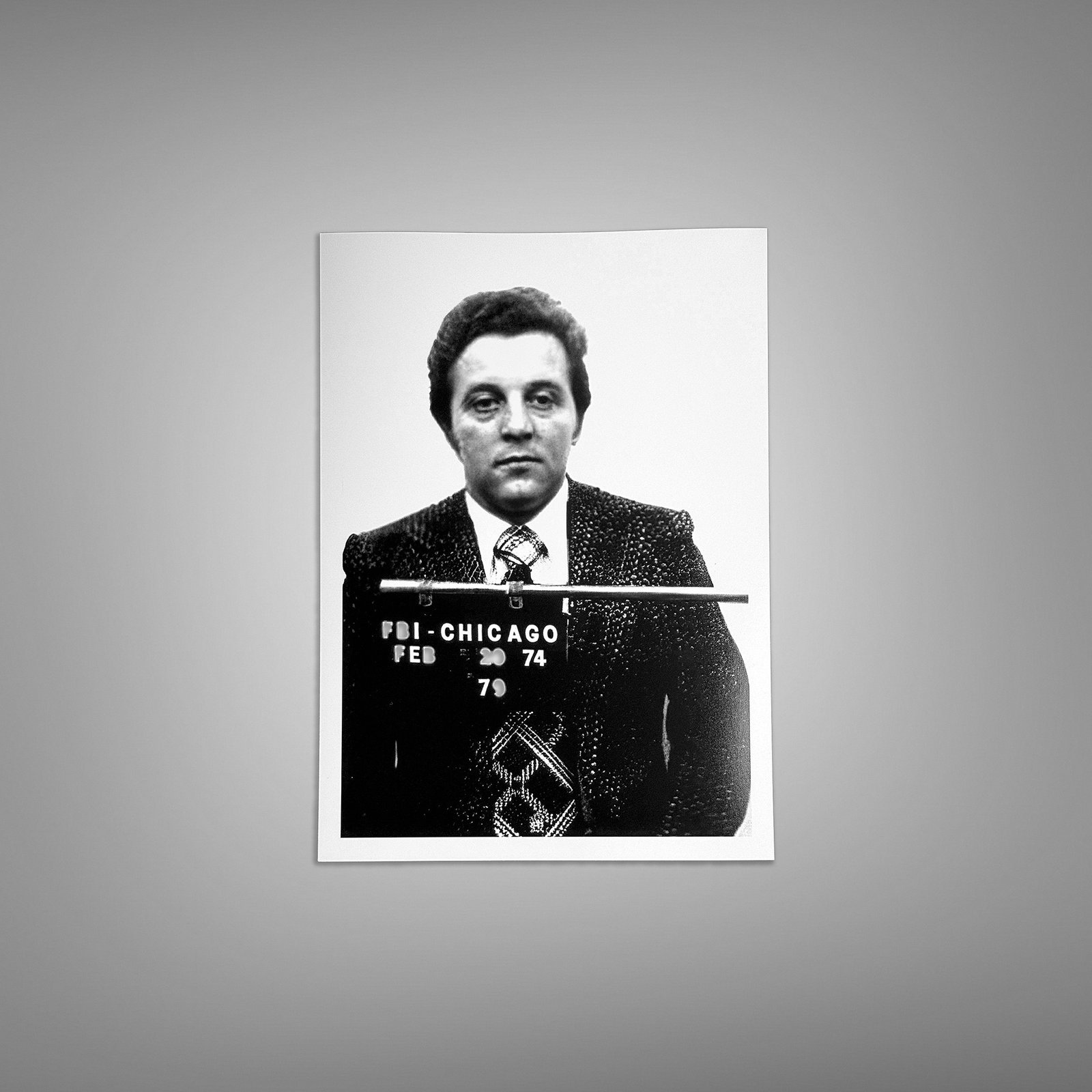 Pin-Up & Glamour Chicago Fbi Placard Portrait with High-contrast Suit-and-tie Look 5x7 Photo Print