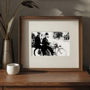 Pin-Up & Glamour Rotated Motorcycle Rider Photograph with Early Motoring Character 5x7 Photo Print
