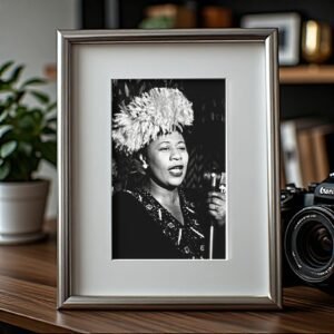 Music & Culture Singer in Feathered Headpiece Captured in Nightclub-style Portrait 5x7 Photo Print