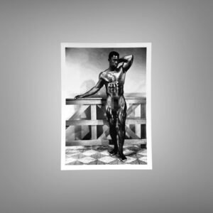 Male Physique Standing Muscular Portrait Against a Terrace Backdrop 5x7 Photo Print
