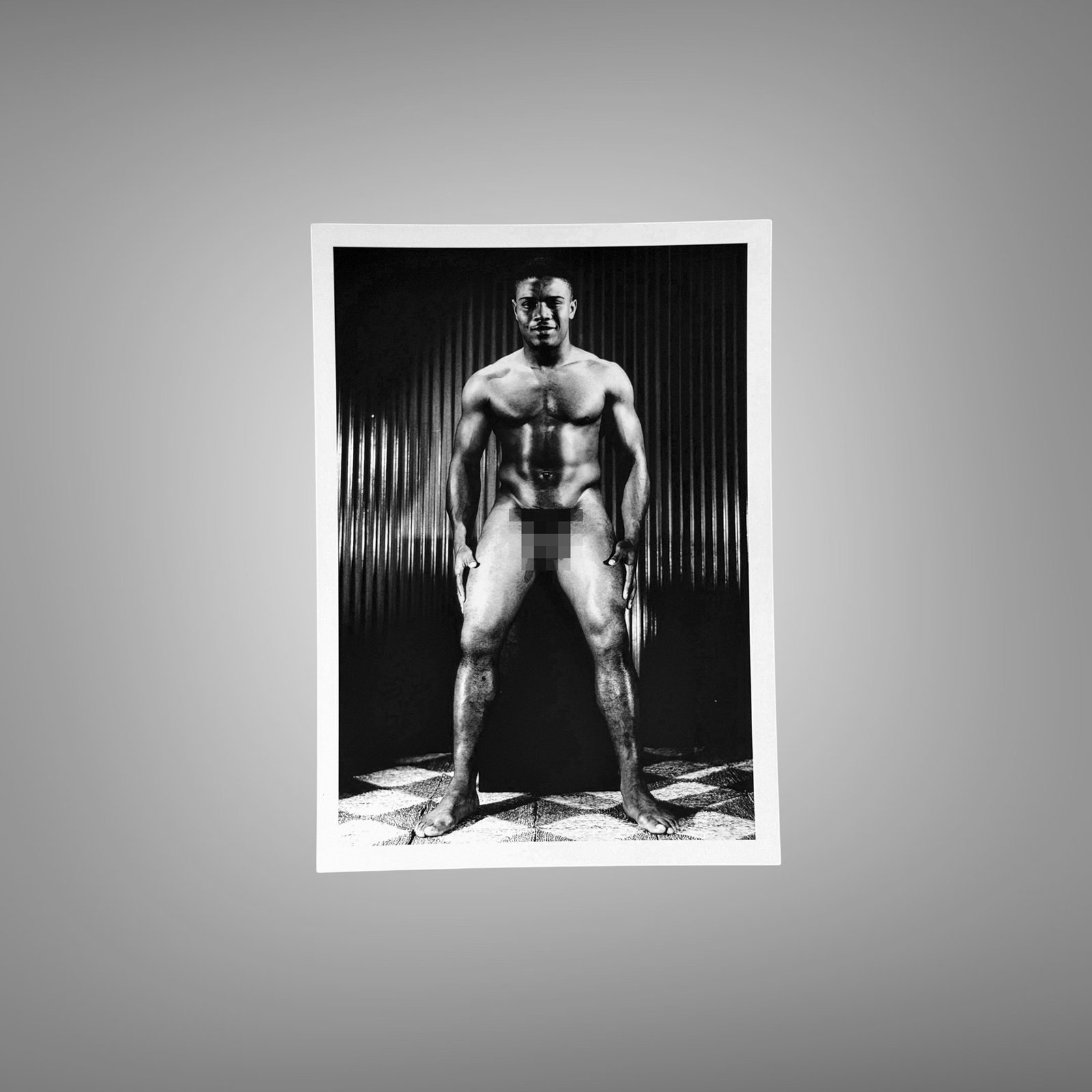 Male Physique Formal Studio Bodybuilder Portrait with Curtain Backdrop 5x7 Photo Print