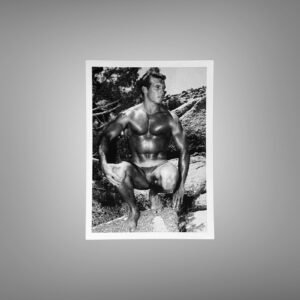 Male Physique Kneeling Bodybuilder Pose with Rugged Natural Setting 5x7 Photo Print