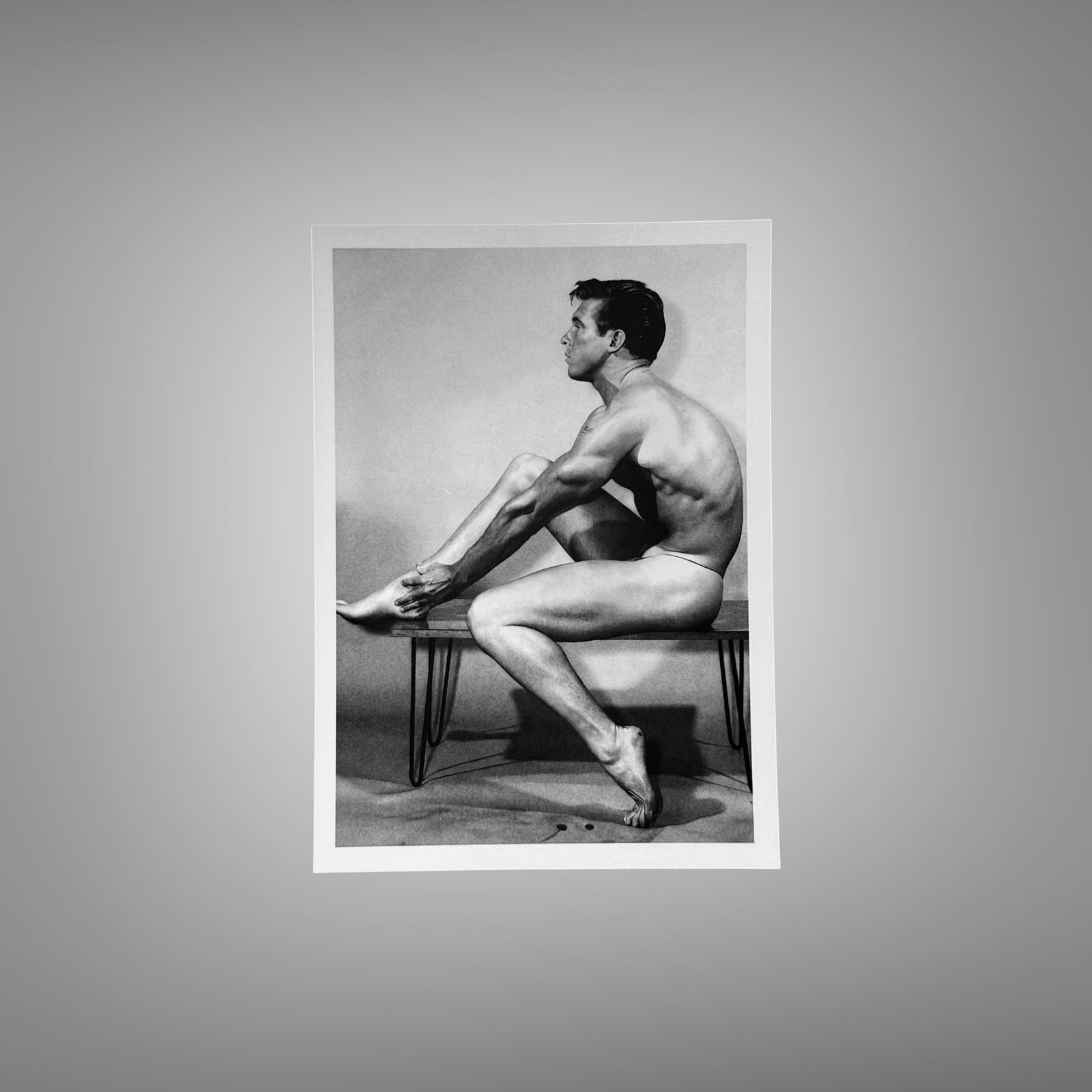 Male Physique Seated Side-view Studio Figure Study 5x7 Photo Print
