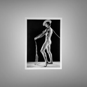 Male Physique Standing Side-lit Nude Figure Study with Draped Prop 5x7 Photo Print