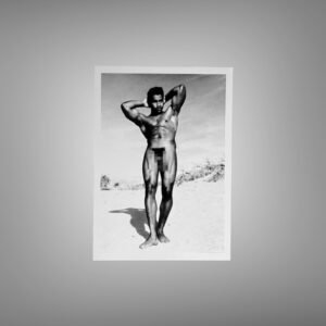 Male Physique Beach or Desert Physique Portrait with Arms Raised 5x7 Photo Print