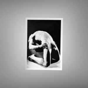 Male Physique Kneeling Bodybuilder Studio Portrait with Sculptural Posture and Athletic Studio Styling 5x7 Photo Print