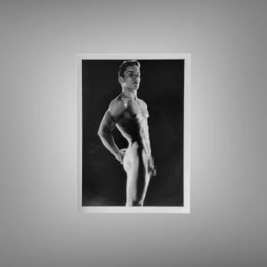 Male Physique an Outdoor Rock Ledge Physique Pose with Sculptural Posture and Athletic Studio Styling 5x7 Photo Print