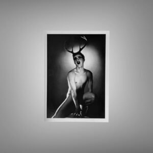 Male Physique Chair Seated Athletic Portrait with Sculptural Posture and Athletic Studio Styling 5x7 Photo Print