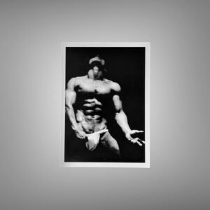 Male Physique an Arm Flex Studio Portrait with Sculptural Posture and Athletic Studio Styling 5x7 Photo Print