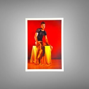 Male Physique Low Key Backlit Body Study with Sculptural Posture and Athletic Studio Styling 5x7 Photo Print
