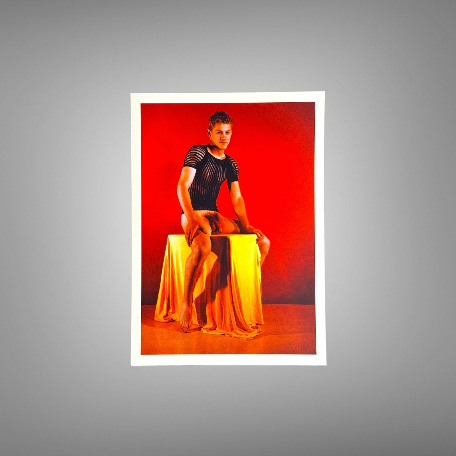 Male Physique Low Key Backlit Body Study with Sculptural Posture and Athletic Studio Styling 5x7 Photo Print
