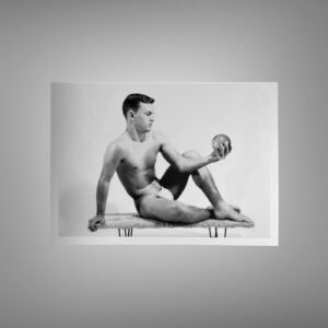 Male Physique Towel Drape Figure Portrait with Sculptural Posture and Athletic Studio Styling 5x7 Photo Print