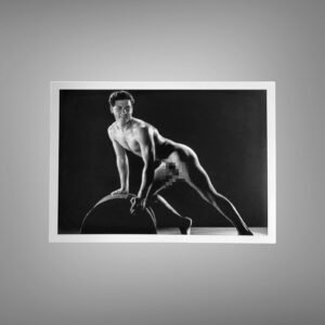 Male Physique an Overhead Arm Physique Pose with Sculptural Posture and Athletic Studio Styling 5x7 Photo Print