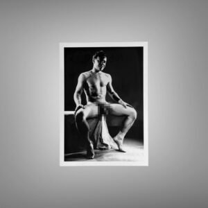 Male Physique Barbell Strength Studio Portrait with Sculptural Posture and Athletic Studio Styling 5x7 Photo Print