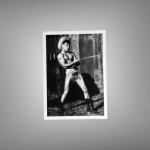 Male Physique Leaning Wall Athletic Study with Sculptural Posture and Athletic Studio Styling 5x7 Photo Print