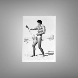 Male Physique Smiling Beach Physique Portrait with Sculptural Posture and Athletic Studio Styling 5x7 Photo Print