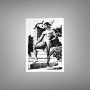 Male Physique Rope Pull Strength Study with Sculptural Posture and Athletic Studio Styling 5x7 Photo Print