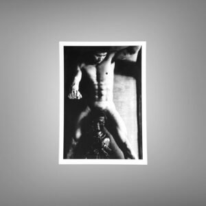 Male Physique Standing Back Profile Study with Sculptural Posture and Athletic Studio Styling 5x7 Photo Print