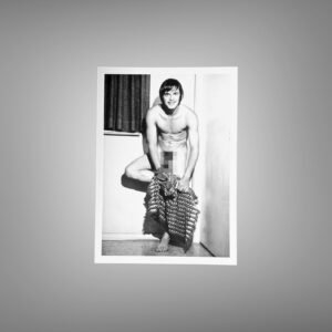 Male Physique Spotlight Trunks Studio Pose with Sculptural Posture and Athletic Studio Styling 5x7 Photo Print