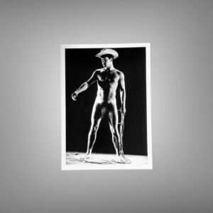 Male Physique Balancing Figure Study with Sculptural Posture and Athletic Studio Styling 5x7 Photo Print