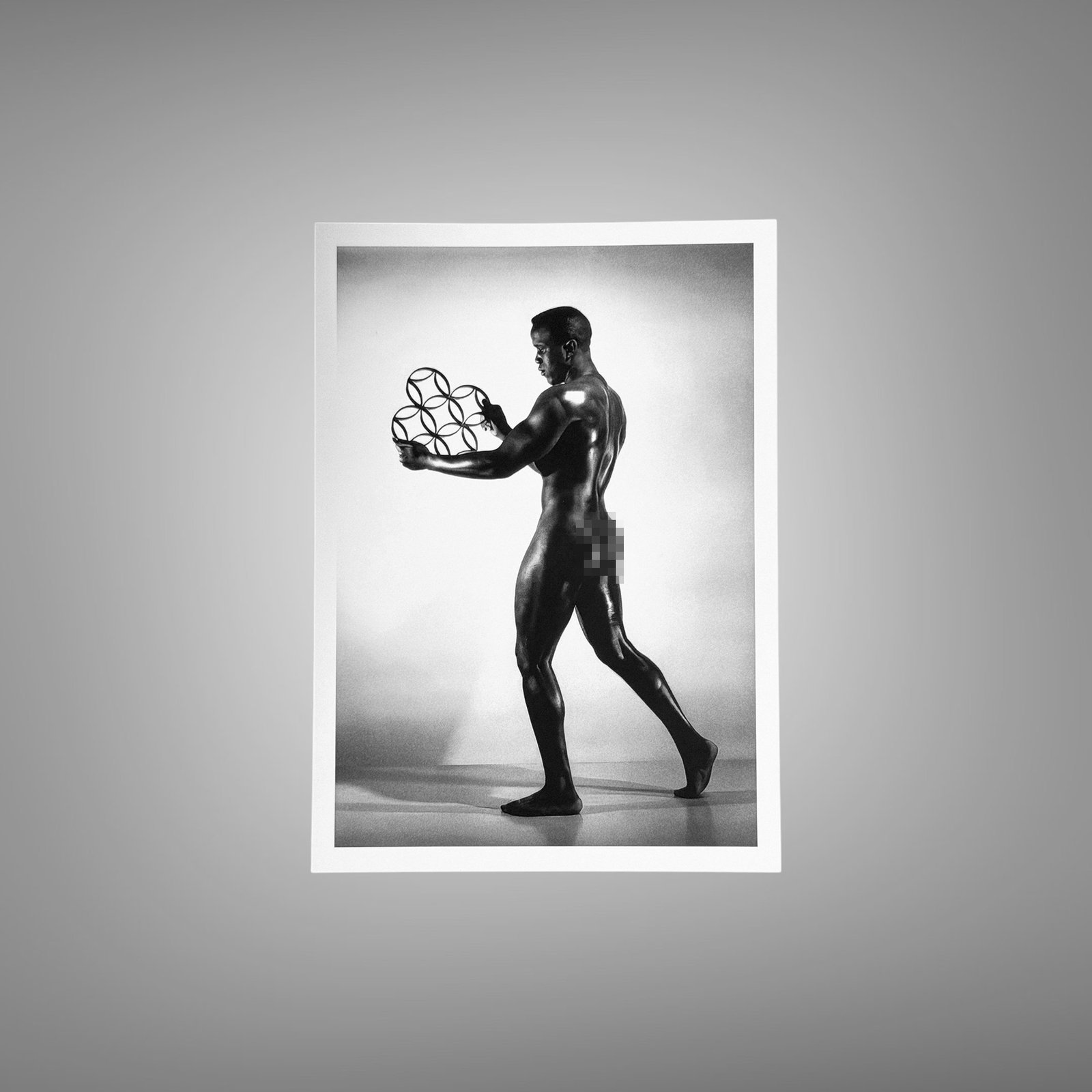 Male Physique Fitness Club Archival Portrait with Sculptural Posture and Athletic Studio Styling 5x7 Photo Print