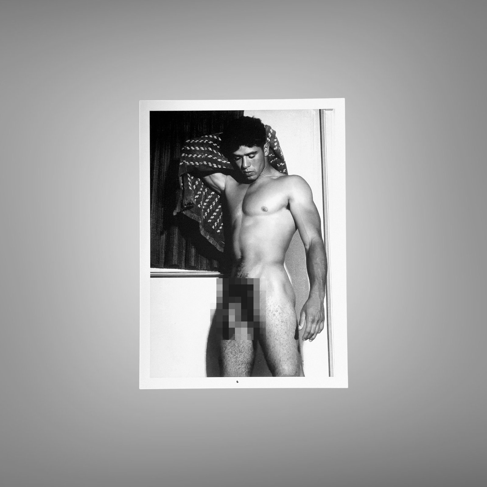 Male Physique Floor Mat Strength Pose with Sculptural Posture and Athletic Studio Styling 5x7 Photo Print